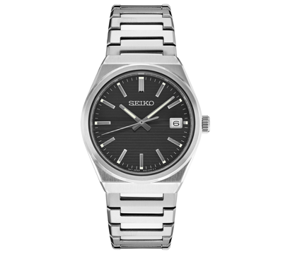 Shop Seiko Men's Essentials Stainless Steel Bracelet Watch 39mm In Black