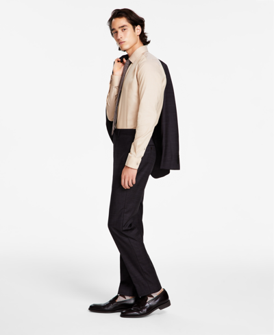 Shop Calvin Klein Men's Slim-fit Wool-blend Stretch Suit Pants In Burgundy