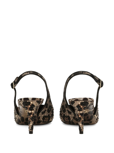 Dolce & Gabbana Satin Slingbacks With Fusible Rhinestones In Brown