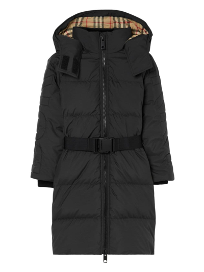 Shop Burberry Belted Quilted Padded Coat In Black