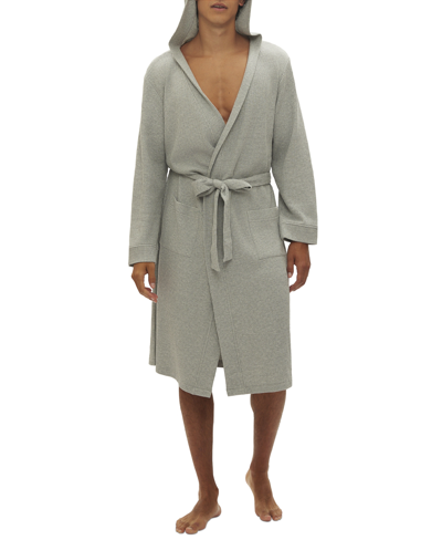 Shop Gap Men's Hooded Waffle-knit Robe In Heather Grey