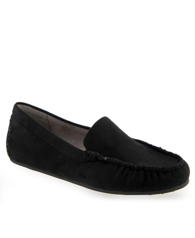 Shop Aerosoles Women's Over Drive Driving Style Loafers In Black Faux Suede
