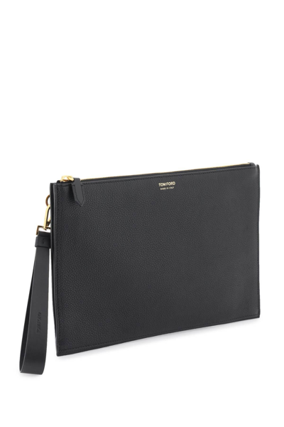 Shop Tom Ford Grained Leather Pouch In Black