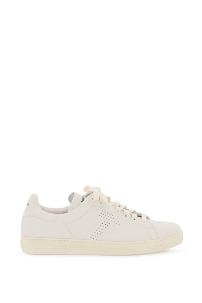 Tom Ford Beige Calf Leather Sneakers In White