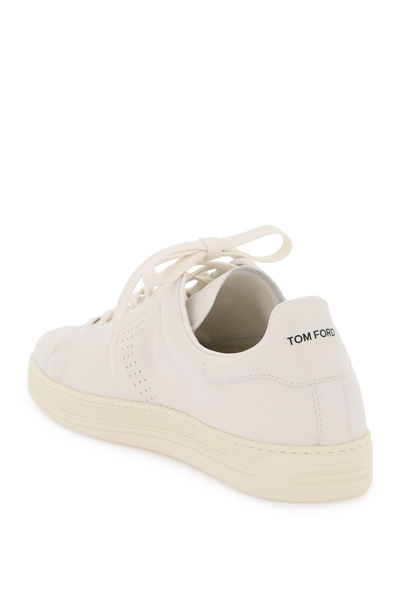 Tom Ford Beige Calf Leather Sneakers In White