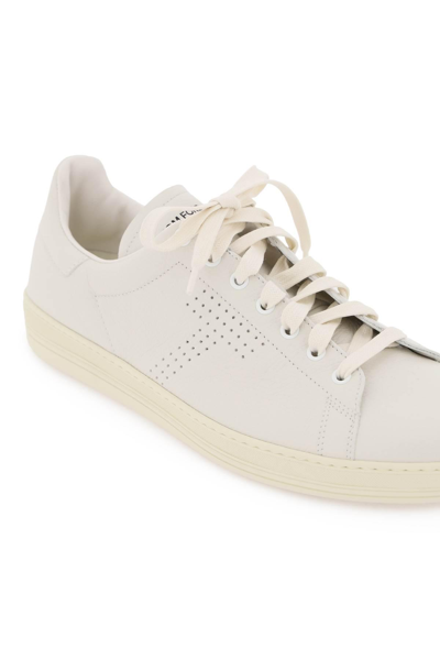 Tom Ford Beige Calf Leather Sneakers In White