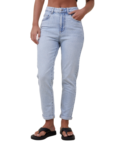 Shop Cotton On Women's Stretch Mom Jeans In Palm Blue