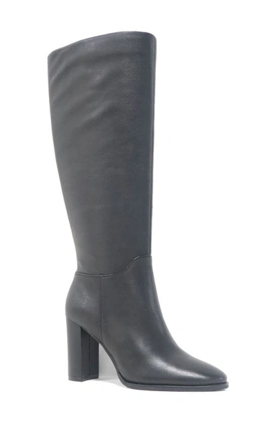 Kenneth Cole New York Lowell Womens Leather Zipper Knee-high Boots In Black Leather