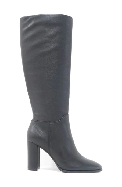 Kenneth Cole New York Lowell Womens Leather Zipper Knee-high Boots In Black Leather