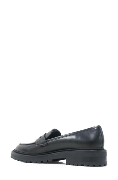 Shop Kenneth Cole New York Fatima Lug Sole Penny Loafer In Black Leather