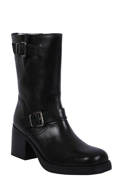 Shop Kenneth Cole New York Janice Block Heel Engineer Boot In Black Leather
