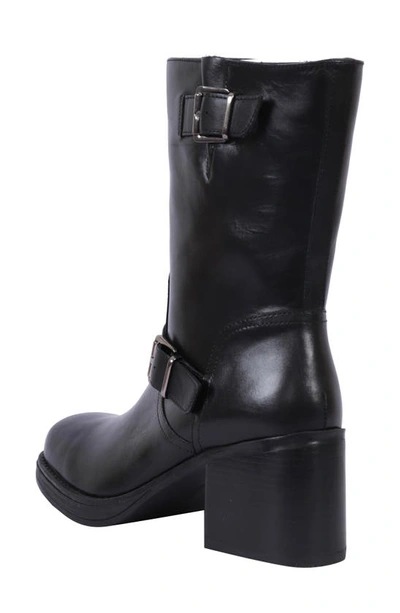 Shop Kenneth Cole New York Janice Block Heel Engineer Boot In Black Leather