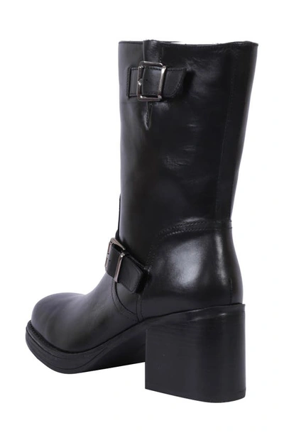 Kenneth Cole New York Janice Block Heel Engineer Boot In Black Leather