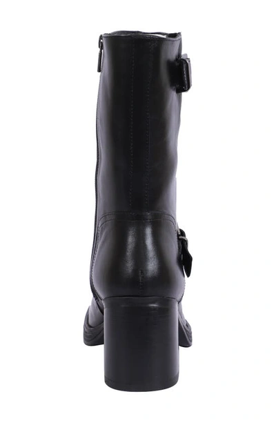 Kenneth Cole New York Janice Block Heel Engineer Boot In Black Leather