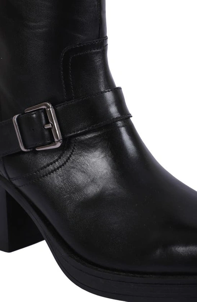Kenneth Cole New York Janice Block Heel Engineer Boot In Black Leather