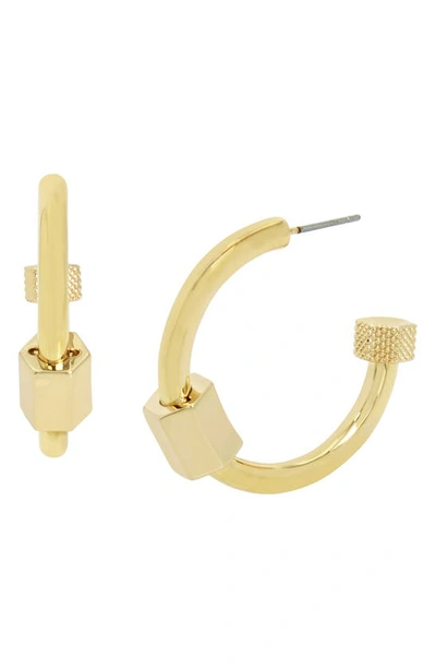 Shop Allsaints Bolt Hoop Earrings In Gold