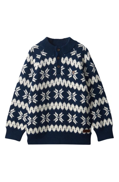 Shop Hatley Kids' Fair Isle Cotton Pullover Sweater In Blue