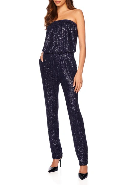 Shop Susana Monaco Sequin Strapless Jumpsuit In Thunder