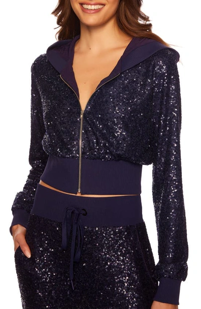 Shop Susana Monaco Sequin Hoodie In Thunder