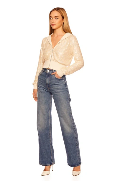 Susana Monaco Sequin Hoodie In Belgian Creme