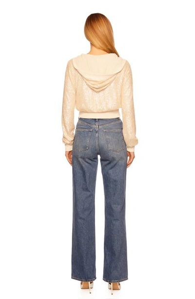 Susana Monaco Sequin Hoodie In Belgian Creme