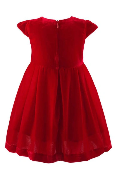 Shop Rachel Riley Tartan Bow Velvet Dress In Red