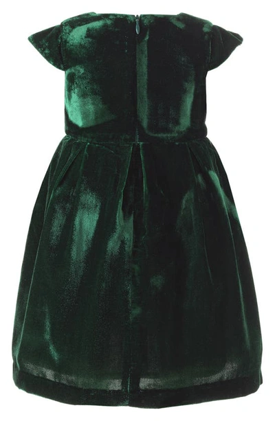 Shop Rachel Riley Tartan Bow Velvet Dress In Green