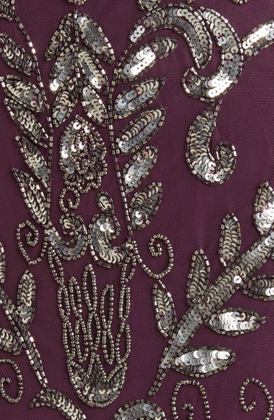 Pisarro Nights Embellished Midi Cocktail Dress In Plum