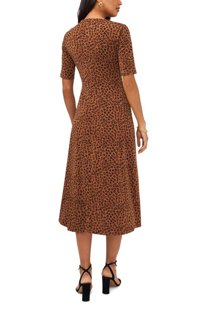 Shop Chaus Print Faux Wrap Midi Dress In Spicewood