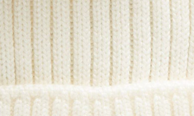 Shop Moncler Kids' Ribbed Wool Beanie With Faux Fur Pompom In White