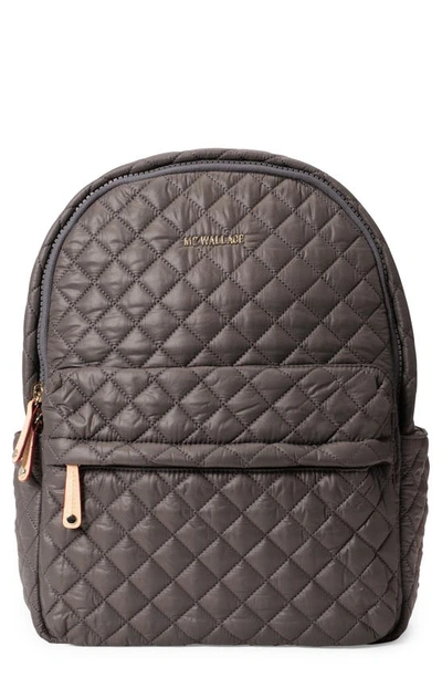 Shop Mz Wallace City Quilted Nylon Backpack In Medium Grey