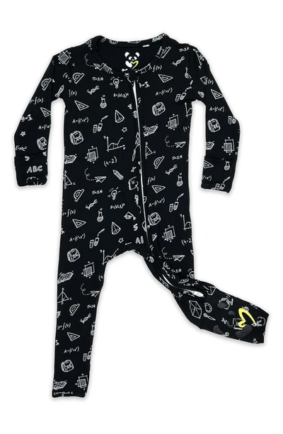 Shop Bellabu Bear Kids' Back To School Fitted One-piece Convertible Pajamas In Black