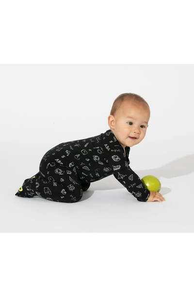 Shop Bellabu Bear Kids' Back To School Fitted One-piece Convertible Pajamas In Black