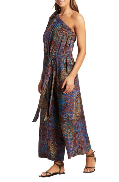 Shop Sea Level One-shoulder Tie Waist Cover-up Jumpsuit In Blue