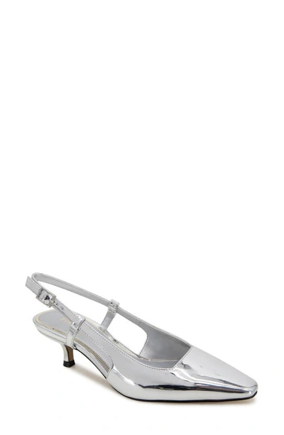 Shop Kenneth Cole New York Martha Kitten Heel Slingback Pump In Silver