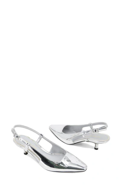 Shop Kenneth Cole New York Martha Kitten Heel Slingback Pump In Silver