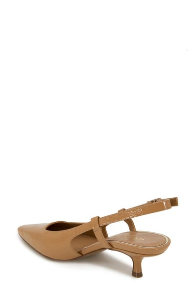 Kenneth Cole New York Martha Kitten Heel Slingback Pump In Camel Patent
