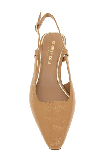 Kenneth Cole New York Martha Kitten Heel Slingback Pump In Camel Patent