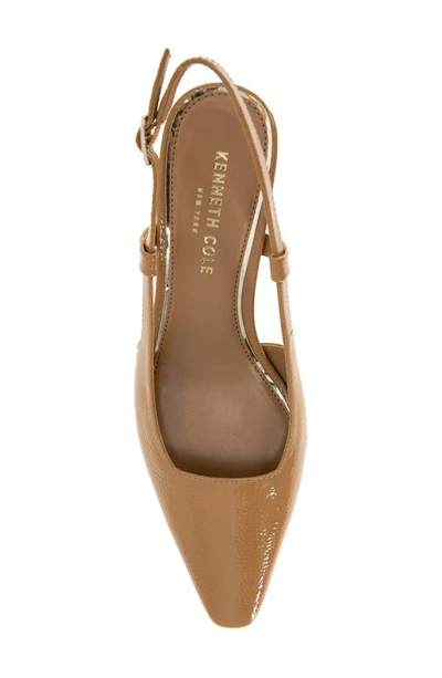 Kenneth Cole New York Martha Kitten Heel Slingback Pump In Camel Patent