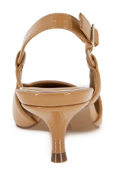 Kenneth Cole New York Martha Kitten Heel Slingback Pump In Camel Patent