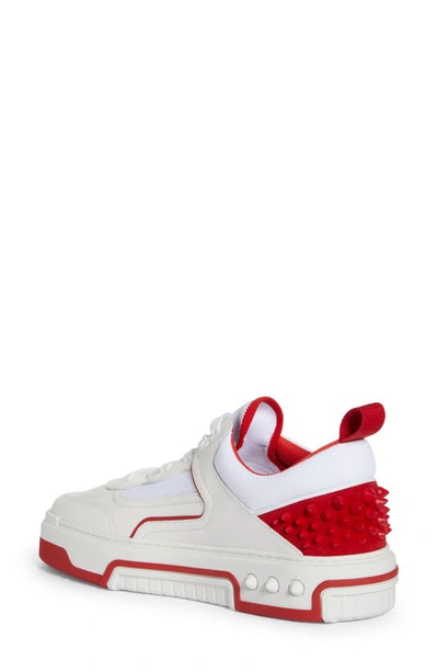 Shop Christian Louboutin Astroloubi Mixed Media Low Top Sneaker In J679-white/ Loubi