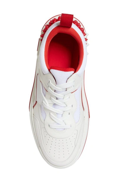 Shop Christian Louboutin Astroloubi Mixed Media Low Top Sneaker In J679-white/ Loubi