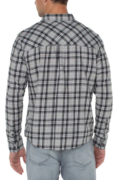 Shop Liverpool Los Angeles Plaid Cotton Button-up Shirt In Grey/ Brown/ Black