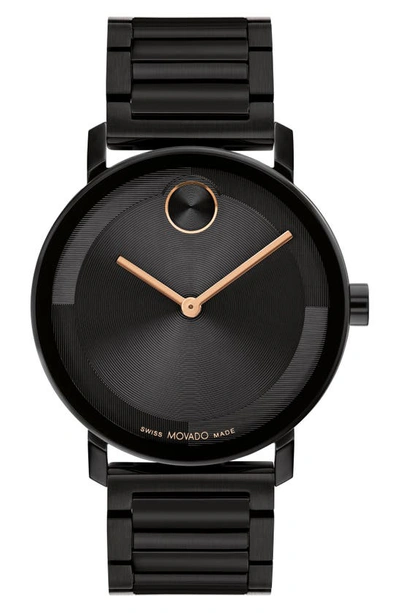 Movado Men's Bold Evolution 2.0 Swiss Quartz Ionic Plated Black Steel Watch 40mm In Black