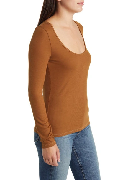 Shop Ag Jaxon Rib T-shirt In Caramel