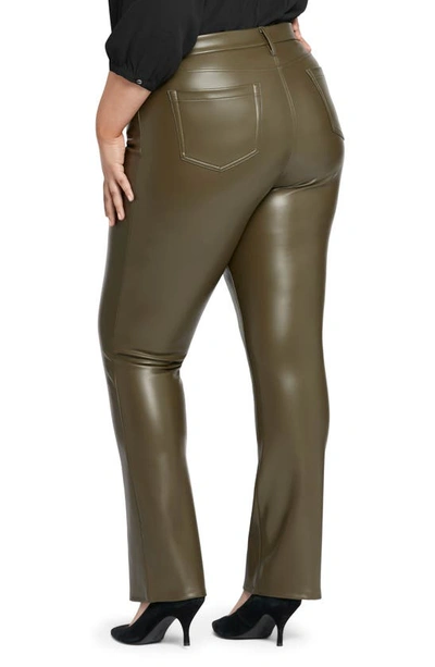 Nydj Plus Size Artificial Leather Marilyn Straight Pants In Ripe Olive