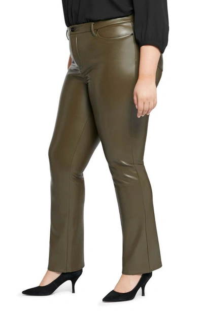 Nydj Plus Size Artificial Leather Marilyn Straight Pants In Ripe Olive