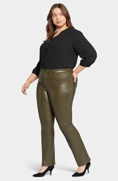 Nydj Plus Size Artificial Leather Marilyn Straight Pants In Ripe Olive