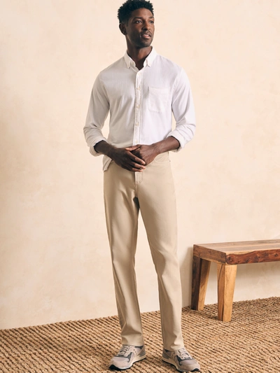 Shop Faherty Stretch Terry 5-pocket Athletic Fit Pants (30" Inseam) In Stone