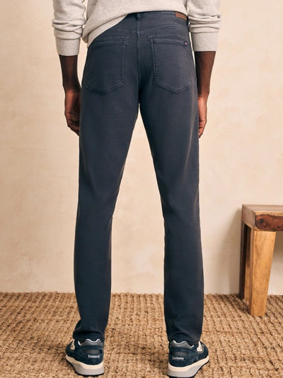 Shop Faherty Stretch Terry 5-pocket Athletic Fit Pants (30" Inseam) In Navy